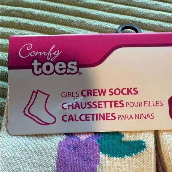 Comfy Kids Crew Socks Mermaids, Pink, Cream, Green Girls Shoe Size 12-6 Ages 6-8 - Picture 3 of 8